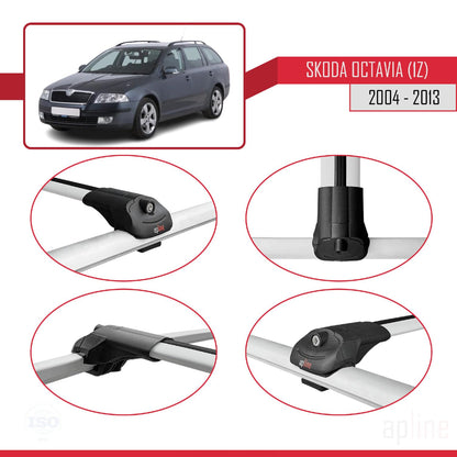 Compatible with Skoda Octavia 2 (1Z) 2004-2013 ACE-1 Car Roof Rack Cross Bar Grey Aluminium 3 Bars