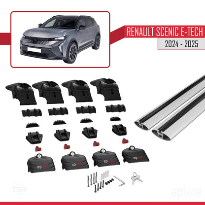 Compatible with Renault Scenic E-Tech 2024-2025 ACE-2 Car Roof Rack Cross Bar Grey Aluminium 2 Bars