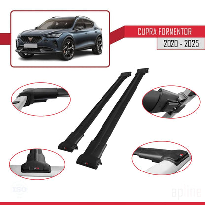 Compatible with Cupra Formentor 2020-2025 Fly Model Car Roof Rack Cross Bar Black Aluminium 2 Bars