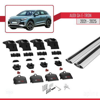 Compatible with Audi Q4 (F4) E-Tron 2021-2025 ACE-2 Car Roof Rack Cross Bar Grey Aluminium 2 Bars