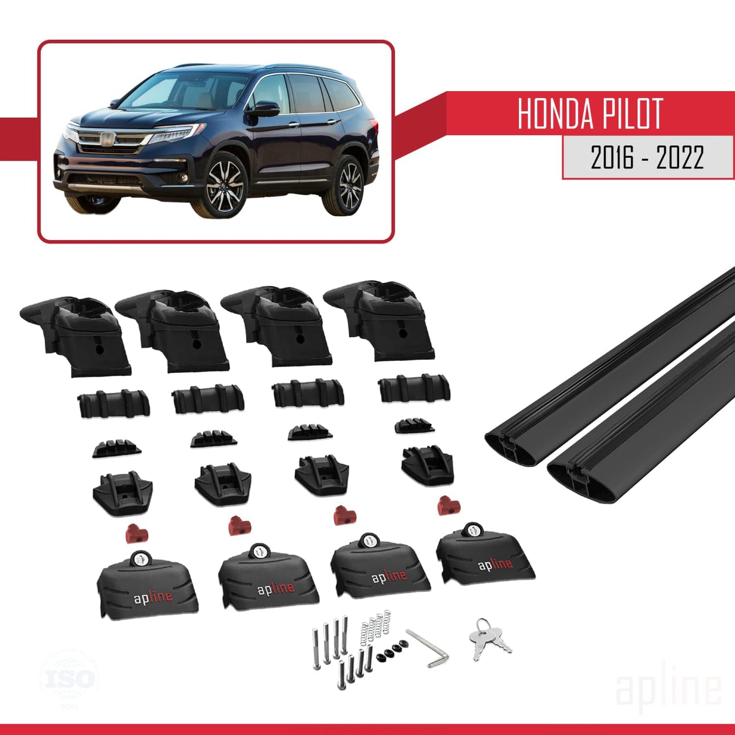 Compatible with Honda Pilot 2016-2022 ACE-2 Car Roof Rack Cross Bar Black Aluminium 2 Bars