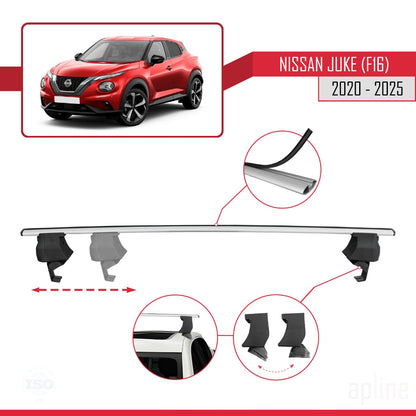 Compatible with Nissan Juke 2 (F16) 2020-2025 ACE-4 Car Roof Rack Cross Bar Grey Aluminium 2 Bars