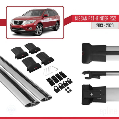 Compatible with Nissan Pathfinder 4 (R52) 2013-2020 Fly Model Car Roof Rack Cross Bar Grey Aluminium 2 Bars