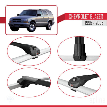 Compatible with Chevrolet Blazer 1995-2005 ACE-1 Car Roof Rack Cross Bar Black Aluminium 2 Bars