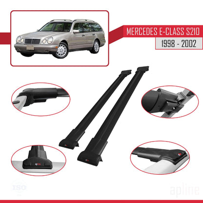 Compatible with Mercedes E Class S210 Wagon 1998-2002 Fly Model Car Roof Rack Cross Bar Black Aluminium 2 Bars