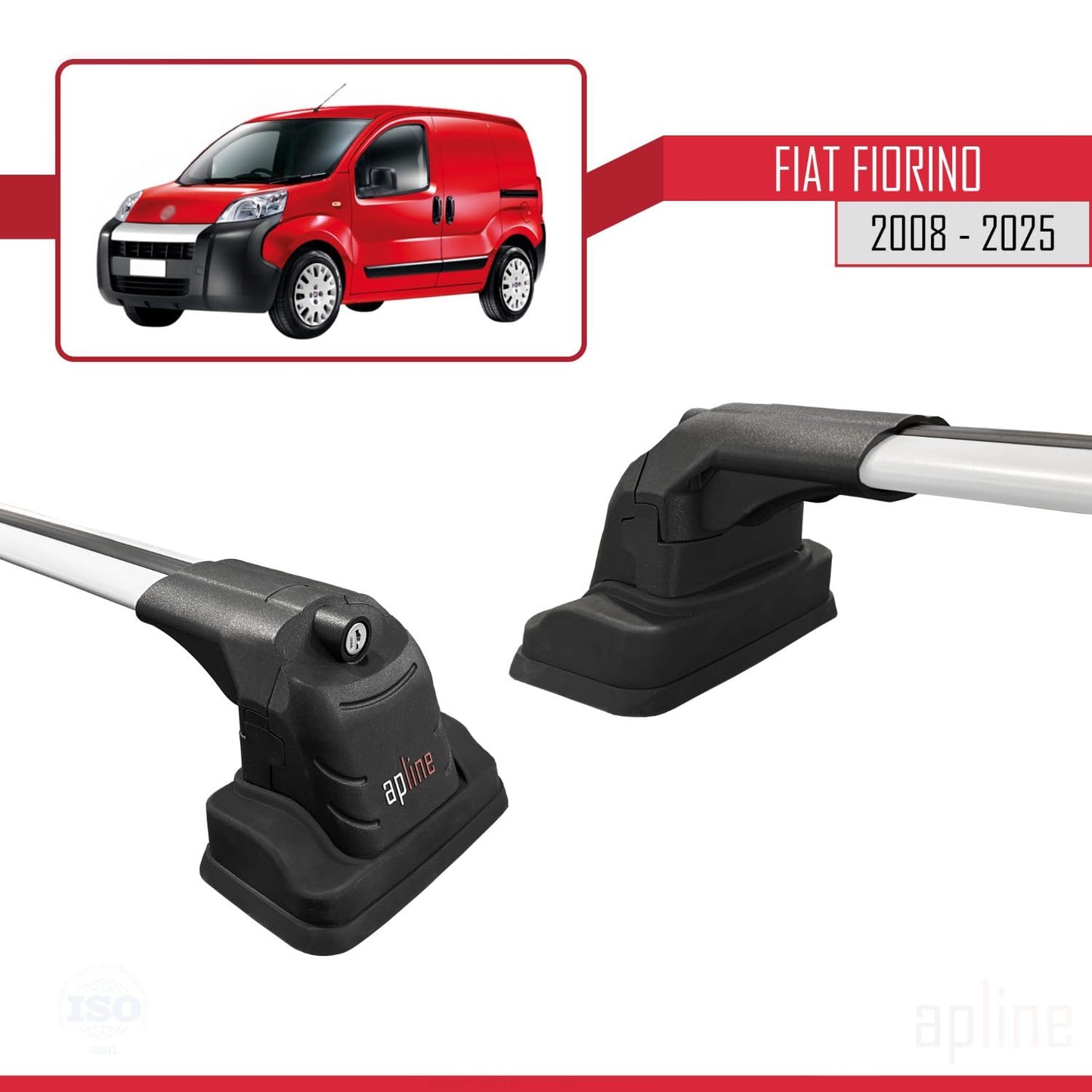 Compatible with Fiat Fiorino 2008-2025 ACE-3 Car Roof Rack Cross Bar Grey Aluminium 2 Bars