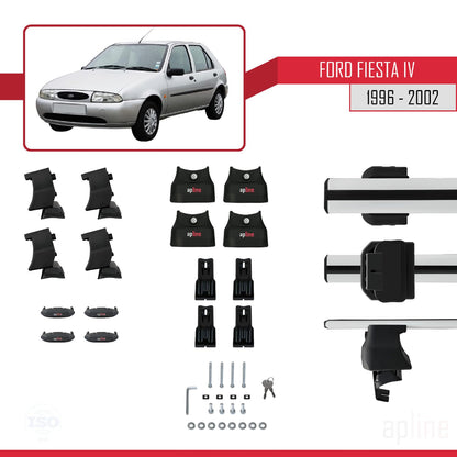 Compatible with Ford Fiesta 4 1996-2002 ACE-4 Car Roof Rack Cross Bar Grey Aluminium 2 Bars