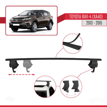 Compatible with Toyota RAV4 IV (XA40) Pre-Facelift 2013-2015 ACE-4 Car Roof Rack Cross Bar Black Aluminium 2 Bars