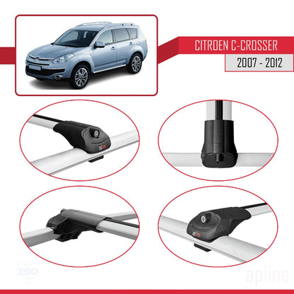Compatible with Citroen C-Crosser 2007-2012 ACE-1 Car Roof Rack Cross Bar Grey Aluminium 2 Bars
