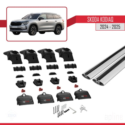 Compatible with Skoda Kodiaq 2024-2025 ACE-2 Car Roof Rack Cross Bar Grey Aluminium 2 Bars