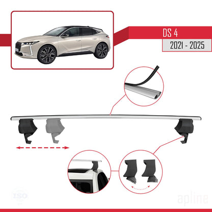 Compatible with DS 4 II 2021-2025 ACE-4 Car Roof Rack Cross Bar Grey Aluminium 2 Bars