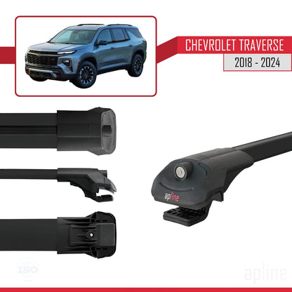 Compatible with Chevrolet Traverse 2018-2024 ACE-1 Car Roof Rack Cross Bar Black Aluminium 2 Bars