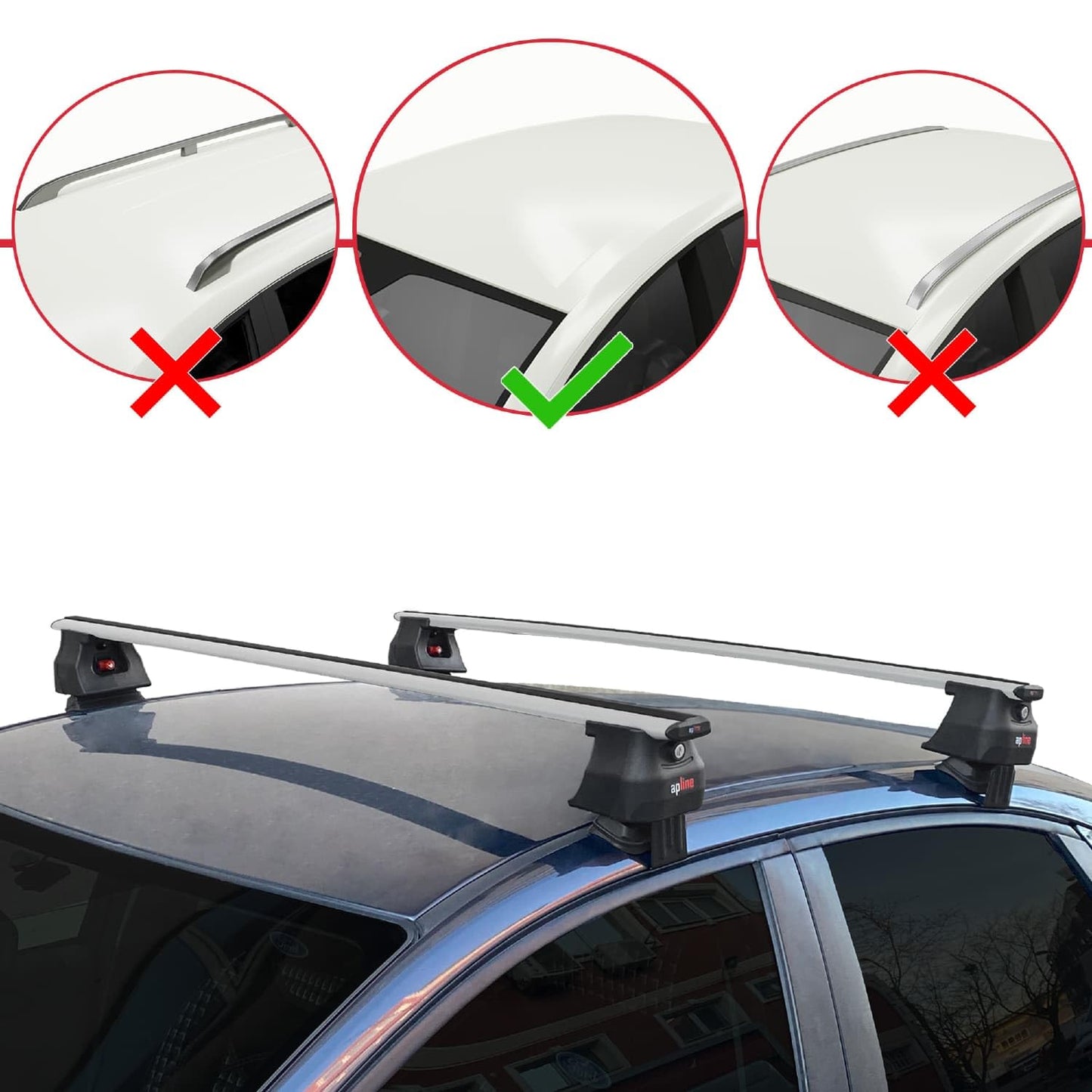 Compatible with Ford Focus 2 (C307) HB 2005-2010 ACE-4 Car Roof Rack Cross Bar Grey Aluminium 2 Bars