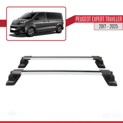 Compatible with Peugeot Expert Traveller 2017-2025 ACE-3 Car Roof Rack Cross Bar Grey Aluminium 2 Bars