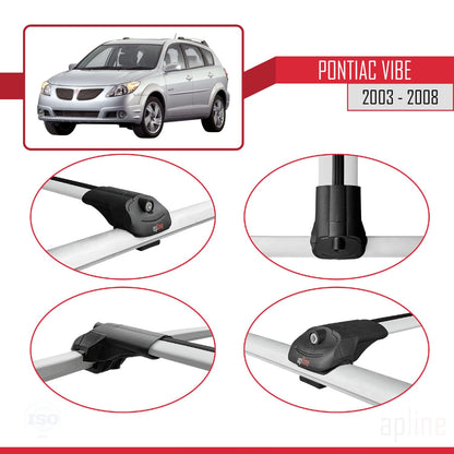 Compatible with Pontiac Vibe 2003-2008 ACE-1 Car Roof Rack Cross Bar Grey Aluminium 3 Bars