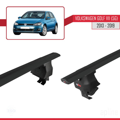 Compatible with Volkswagen Golf 7 (5G) 2013-2019 ACE-4 Car Roof Rack Cross Bar Black Aluminium 2 Bars