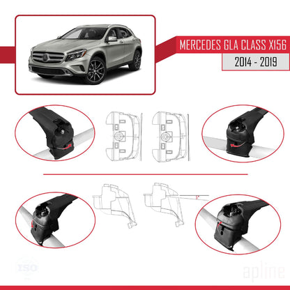 Compatible with Mercedes GLA Class (X156) 2014-2019 ACE-2 Car Roof Rack Cross Bar Black Aluminium 2 Bars