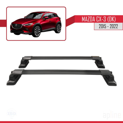 Compatible with Mazda CX-3 (DK) 2015-2022 ACE-3 Car Roof Rack Cross Bar Black Aluminium 2 Bars