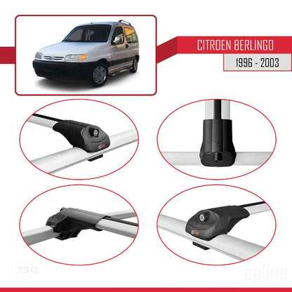 Compatible with Citroen Berlingo (M49) 1996-2003 ACE-1 Car Roof Rack Cross Bar Grey Aluminium 4 Bars