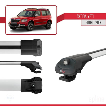 Compatible with Skoda Yeti 2009-2017 ACE-1 Car Roof Rack Cross Bar Grey Aluminium 3 Bars