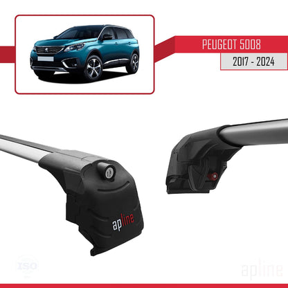 Compatible with Peugeot 5008 II (P87) 2017-2024 ACE-2 Car Roof Rack Cross Bar Grey Aluminium 2 Bars
