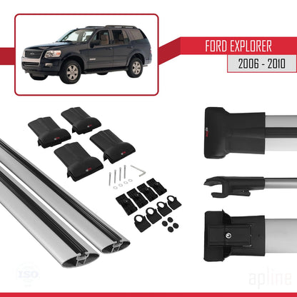 Compatible with Ford Explorer 2006-2010 Fly Model Car Roof Rack Cross Bar Grey Aluminium 2 Bars