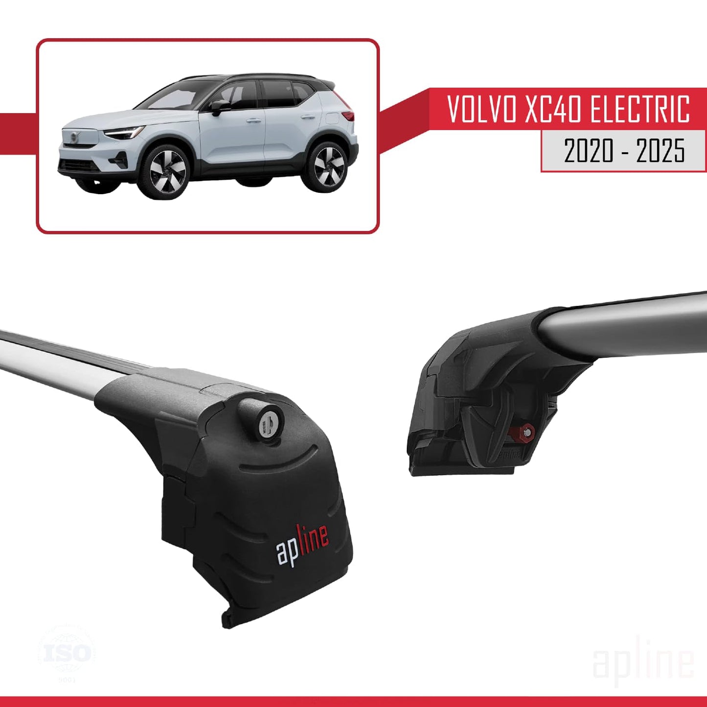 Compatible with Volvo XC40 (Elektrik) 2020-2025 ACE-2 Car Roof Rack Cross Bar Grey Aluminium 2 Bars