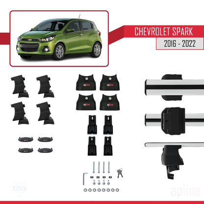 Compatible with Chevrolet Spark (M400) 2016-2022 ACE-4 Car Roof Rack Cross Bar Grey Aluminium 2 Bars