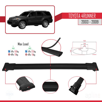 Compatible with Toyota 4Runner 2003-2009 Fly Model Car Roof Rack Cross Bar Black Aluminium 2 Bars