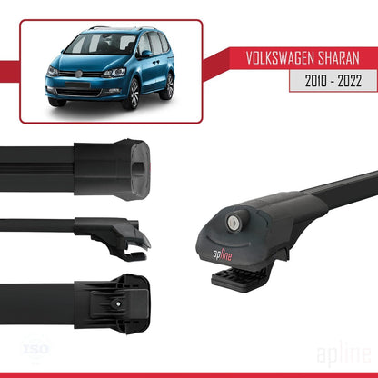 Compatible with Volkswagen Sharan 2 (7N) 2010-2022 ACE-1 Car Roof Rack Cross Bar Black Aluminium 2 Bars