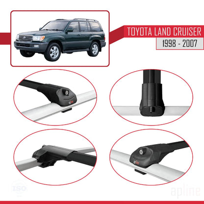 Compatible with Toyota Land Cruiser 1998-2007 ACE-1 Car Roof Rack Cross Bar Black Aluminium 2 Bars