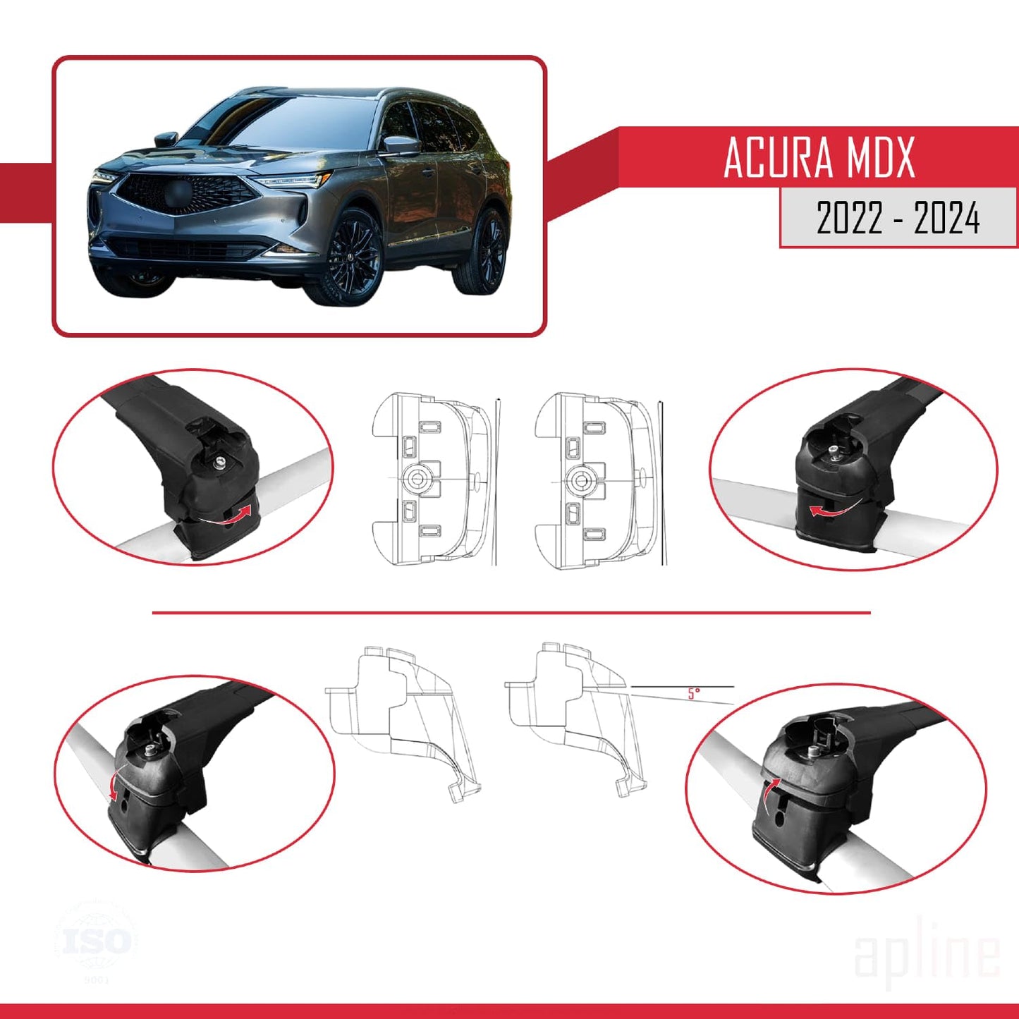 Compatible with BMW 2 Series Active Tourer 2022-2024 ACE-2 Car Roof Rack Cross Bar Black Aluminium 2 Bars