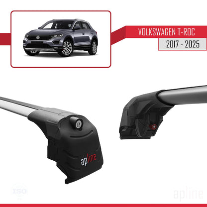 Compatible with Volkswagen T-ROC 2017-2025 ACE-2 Car Roof Rack Cross Bar Grey Aluminium 2 Bars