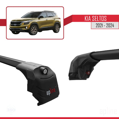 Compatible with Kia Seltos 2021-2024 ACE-2 Car Roof Rack Cross Bar Black Aluminium 2 Bars