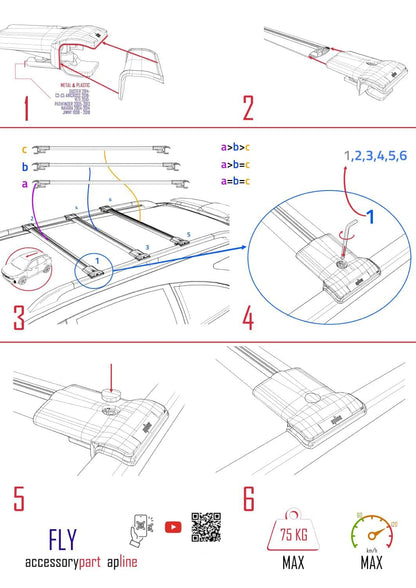 Compatible with Acura TSX Sport Wagon 2011-2014 Fly Model Car Roof Rack Cross Bar Black Aluminium 3 Bars