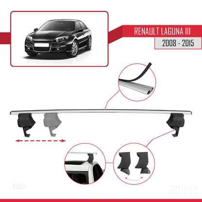 Compatible with Renault Laguna 3 (X91) 2008-2015 ACE-4 Car Roof Rack Cross Bar Grey Aluminium 2 Bars