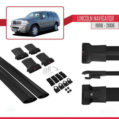 Compatible with Lincoln Navigator 1998-2006 Fly Model Car Roof Rack Cross Bar Black Aluminium 2 Bars