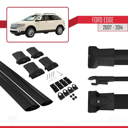 Compatible with Ford Edge 2007-2014 Fly Model Car Roof Rack Cross Bar Black Aluminium 2 Bars