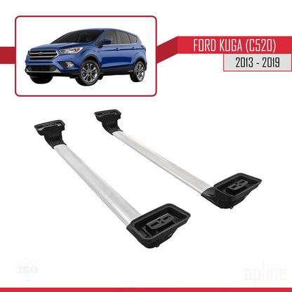 Compatible with Ford Kuga (C520) 2013-2019 ACE-3 Car Roof Rack Cross Bar Grey Aluminium 2 Bars