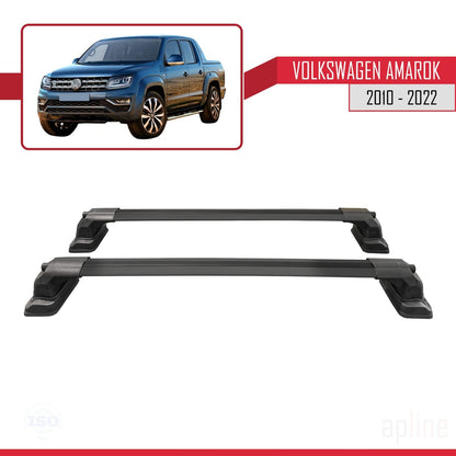 Compatible with Volkswagen Amarok 2010-2022 ACE-3 Car Roof Rack Cross Bar Black Aluminium 2 Bars