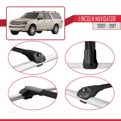 Compatible with Lincoln Navigator 2007-2017 ACE-1 Car Roof Rack Cross Bar Black Aluminium 3 Bars
