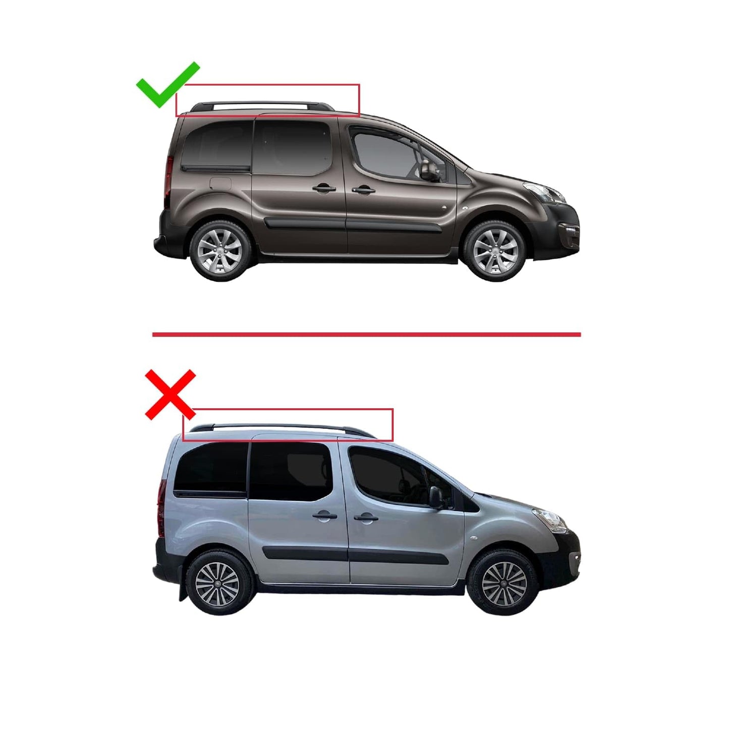 Compatible with Citroen Berlingo 2 (B9) 2008-2018 ACE-1 Car Roof Rack Cross Bar Grey Aluminium 2 Bars
