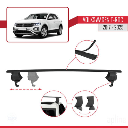 Compatible with Volkswagen T-ROC 2017-2025 ACE-4 Car Roof Rack Cross Bar Black Aluminium 2 Bars