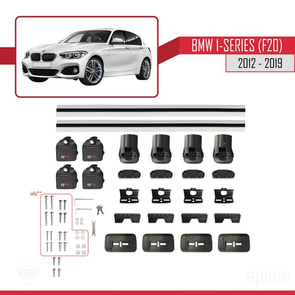 Compatible with BMW 1 Series (F20) 2012-2019 ACE-3 Car Roof Rack Cross Bar Grey Aluminium 2 Bars