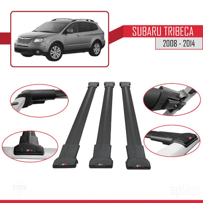 Compatible with Subaru Tribeca 2008-2014 Fly Model Car Roof Rack Cross Bar Black Aluminium 3 Bars