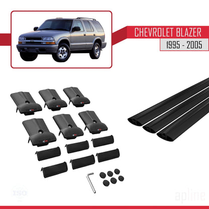 Compatible with Chevrolet Blazer 1995-2005 Fly Model Car Roof Rack Cross Bar Black Aluminium 3 Bars