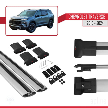 Compatible with Chevrolet Traverse 2018-2024 Fly Model Car Roof Rack Cross Bar Grey Aluminium 2 Bars