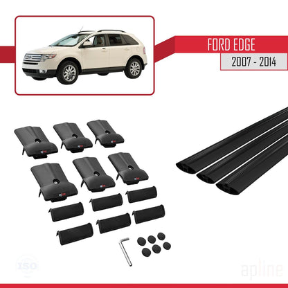 Compatible with Ford Edge 2007-2014 Fly Model Car Roof Rack Cross Bar Black Aluminium 3 Bars