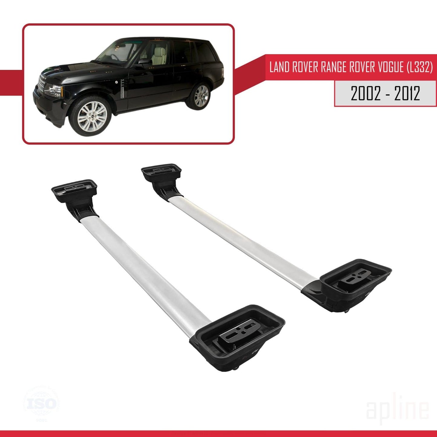 Compatible with Land Rover Range Rover Vogue (L322) 2002-2012 ACE-3 Car Roof Rack Cross Bar Grey Aluminium 2 Bars
