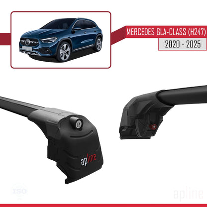 Compatible with Mercedes GLA Class 2 (H247) 2020-2025 ACE-2 Car Roof Rack Cross Bar Black Aluminium 2 Bars